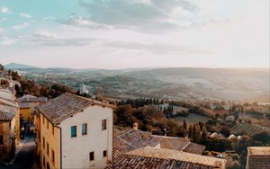 Preview wallpaper landscape, aerial view, architecture, commune, montone, italy