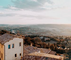 Preview wallpaper landscape, aerial view, architecture, commune, montone, italy