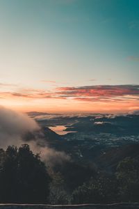 Preview wallpaper landscape, aerial view, dusk, clouds, height