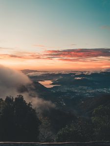 Preview wallpaper landscape, aerial view, dusk, clouds, height