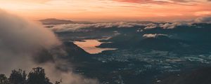 Preview wallpaper landscape, aerial view, dusk, clouds, height