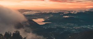 Preview wallpaper landscape, aerial view, dusk, clouds, height