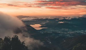 Preview wallpaper landscape, aerial view, dusk, clouds, height