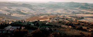 Preview wallpaper landscape, aerial view, fog, commune, montone, italy