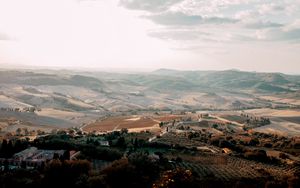 Preview wallpaper landscape, aerial view, fog, commune, montone, italy