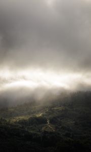 Preview wallpaper landscape, aerial view, fog, clouds