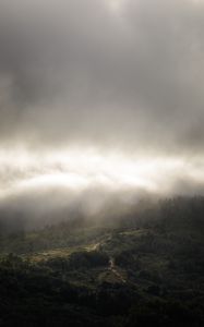 Preview wallpaper landscape, aerial view, fog, clouds