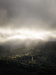 Preview wallpaper landscape, aerial view, fog, clouds