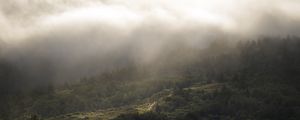 Preview wallpaper landscape, aerial view, fog, clouds