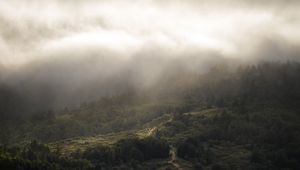 Preview wallpaper landscape, aerial view, fog, clouds