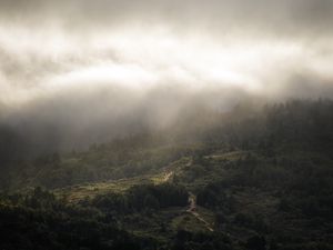 Preview wallpaper landscape, aerial view, fog, clouds