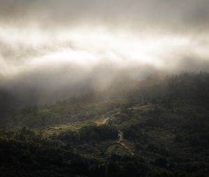 Preview wallpaper landscape, aerial view, fog, clouds