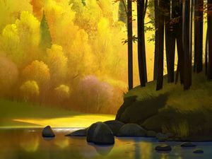 Preview wallpaper landscape, art, autumn, trees