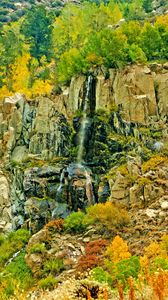 Preview wallpaper landscape, autumn, waterfall, trees, rocks