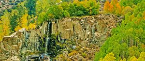 Preview wallpaper landscape, autumn, waterfall, trees, rocks