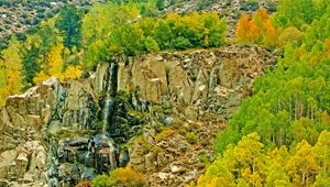 Preview wallpaper landscape, autumn, waterfall, trees, rocks