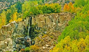 Preview wallpaper landscape, autumn, waterfall, trees, rocks