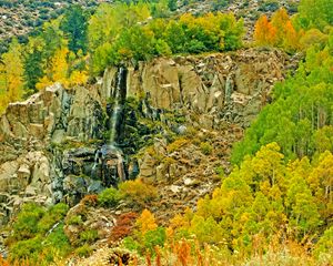 Preview wallpaper landscape, autumn, waterfall, trees, rocks