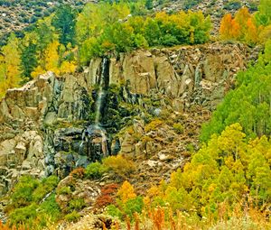 Preview wallpaper landscape, autumn, waterfall, trees, rocks