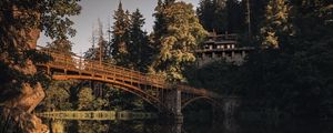 Preview wallpaper landscape, bridge, river, building, trees