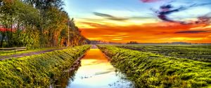 Preview wallpaper landscape, canal, water, field, grass