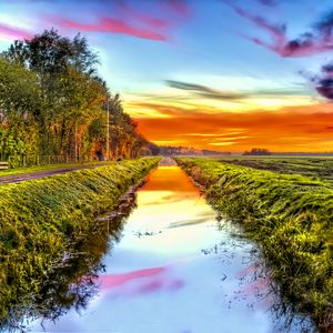 Preview wallpaper landscape, canal, water, field, grass