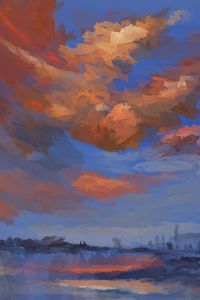 Preview wallpaper landscape, clouds, sky, reflection, art