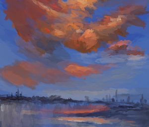 Preview wallpaper landscape, clouds, sky, reflection, art