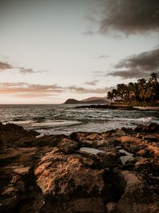 Preview wallpaper landscape, coast, beach, peaks