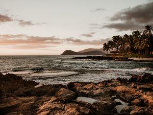 Preview wallpaper landscape, coast, beach, peaks