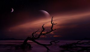 Preview wallpaper landscape, dark, space, dusk