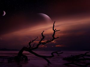 Preview wallpaper landscape, dark, space, dusk