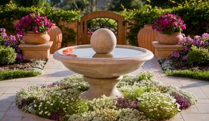 Preview wallpaper landscape, design, fountain, flowers