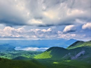 Preview wallpaper landscape, hills, mountains, clouds