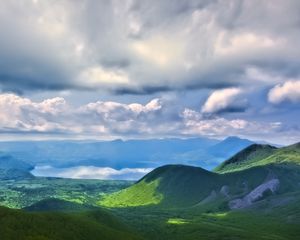 Preview wallpaper landscape, hills, mountains, clouds