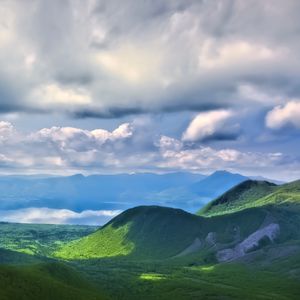 Preview wallpaper landscape, hills, mountains, clouds