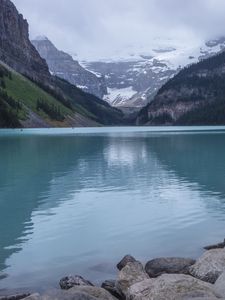 Preview wallpaper landscape, lake, mountains, nature, stone