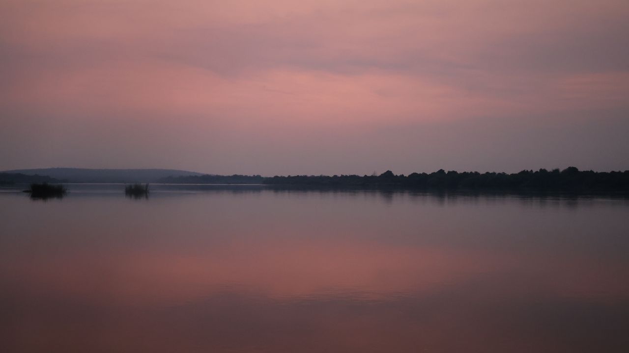 Wallpaper landscape, lake, trees, sunrise, silence, dark