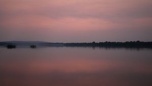 Preview wallpaper landscape, lake, trees, sunrise, silence, dark