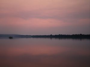 Preview wallpaper landscape, lake, trees, sunrise, silence, dark