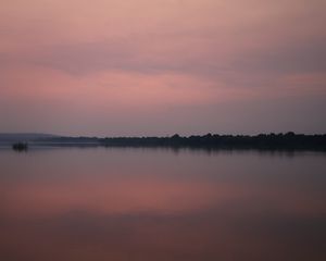 Preview wallpaper landscape, lake, trees, sunrise, silence, dark