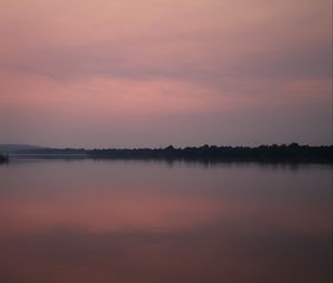 Preview wallpaper landscape, lake, trees, sunrise, silence, dark