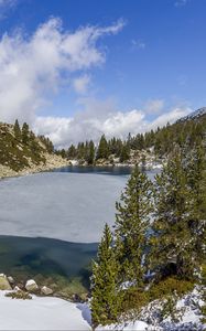 Preview wallpaper landscape, lake, trees, snow, winter