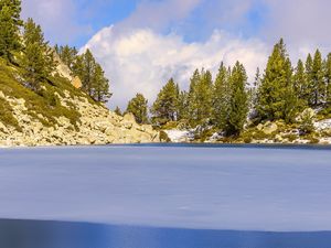 Preview wallpaper landscape, lake, trees, mountains, nature