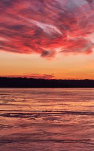 Preview wallpaper landscape, lake, trees, clouds, evening