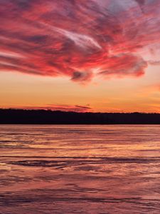 Preview wallpaper landscape, lake, trees, clouds, evening