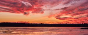 Preview wallpaper landscape, lake, trees, clouds, evening