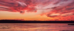 Preview wallpaper landscape, lake, trees, clouds, evening
