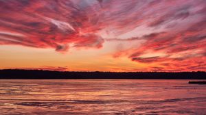 Preview wallpaper landscape, lake, trees, clouds, evening