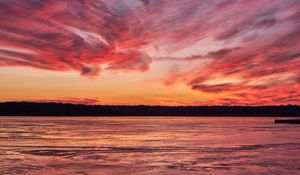 Preview wallpaper landscape, lake, trees, clouds, evening